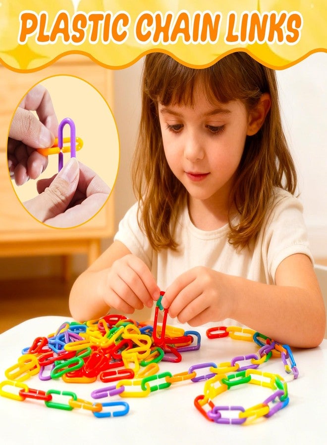 Bbiamsleep 600 Pcs Plastic Chain Links 6 Colors Counting Linking Activity Kit for Fine Motor Color Recognition Counting Sorting Skills - Image 4